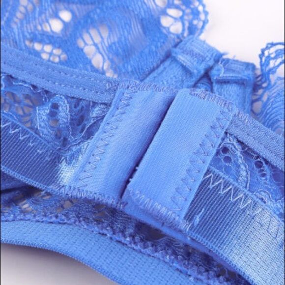 Blue Lace Bra & Panty Lingerie - Picture 9 of 9